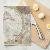 ワールドトラベルマップアンティークヴィンテージ キッチンタオル (四つ折り)
