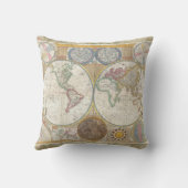 ワールドトラベルマップアンティークヴィンテージ クッション (裏面)