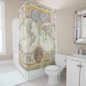 ワールドトラベルマップアンティークヴィンテージ シャワーカーテン (インサイチュ)