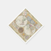 ワールドトラベルマップアンティークヴィンテージ スタンダードカクテルナプキン (角)