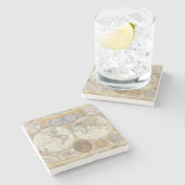 ワールドトラベルマップアンティークヴィンテージ ストーンコースター (横)