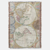 ワールドトラベルマップアンティークヴィンテージ スローブランケット (正面縦)