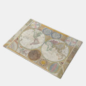 ワールドトラベルマップアンティークヴィンテージ ドアマット (アングル)