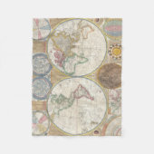 ワールドトラベルマップアンティークヴィンテージ フリースブランケット (正面)