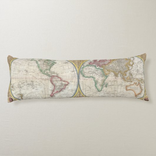 ワールドトラベルマップアンティークヴィンテージ ボディピロー (裏面)