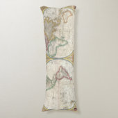 ワールドトラベルマップアンティークヴィンテージ ボディピロー (正面縦)