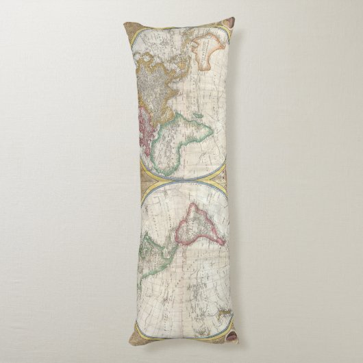 ワールドトラベルマップアンティークヴィンテージ ボディピロー (裏面 (縦))