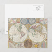 ワールドトラベルマップアンティークヴィンテージ ポストカード (正面/裏面)