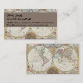 ワールドトラベルマップアンティークヴィンテージ 名刺 (正面/裏面)