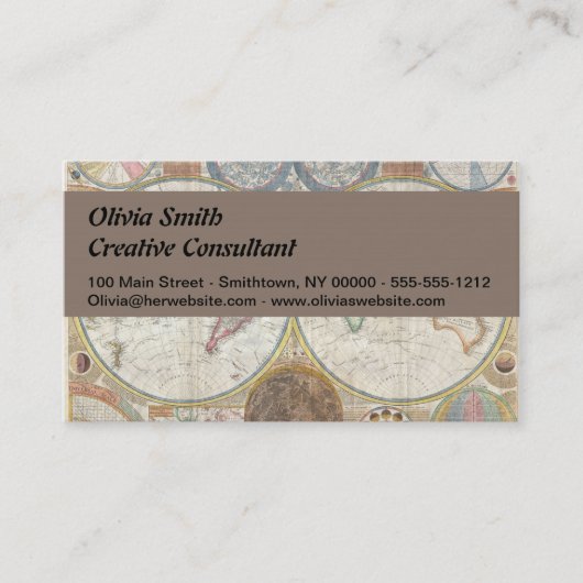 ワールドトラベルマップアンティークヴィンテージ 名刺 (正面)