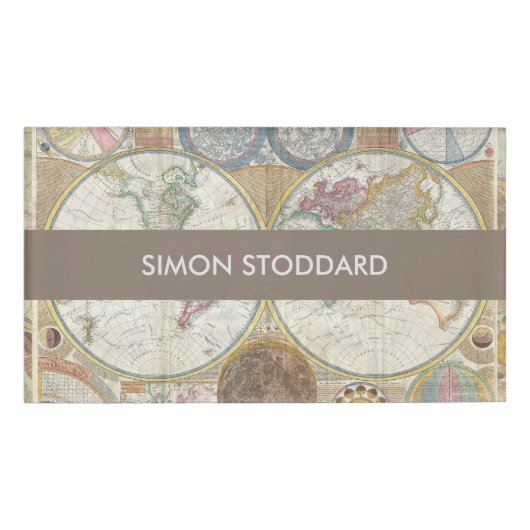 ワールドトラベルマップアンティークヴィンテージ 名札 (正面)