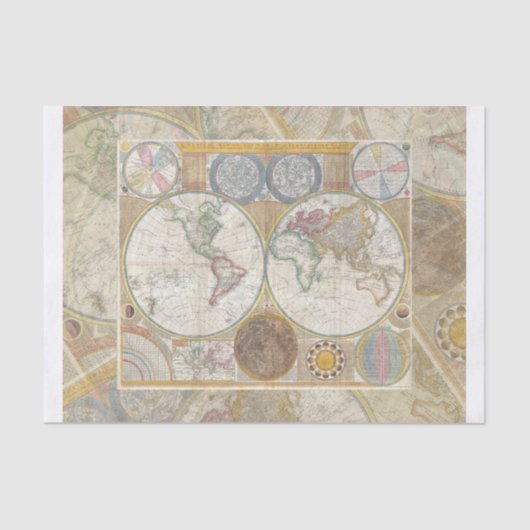 ワールドトラベルマップアンティークヴィンテージ 薄葉紙 (正面)