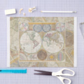 ワールドトラベルマップアンティークヴィンテージ 薄葉紙 (クラフト)