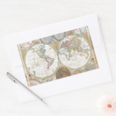 ワールドトラベルマップアンティークヴィンテージ 長方形シール (封筒)