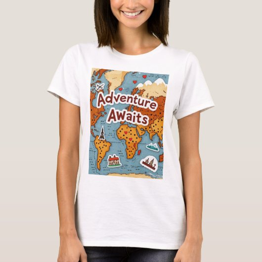 ワールドトラベルマップ(引用文) Tシャツ (正面)