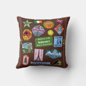 ワールドトラベルヴィンテージ荷物ステッカースーツケースフラグ クッション (裏面)