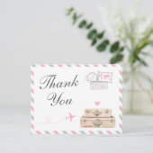 ワールドトラベル赤ちゃん女の子シャワー散水感謝 ポストカード (スタンド正面)