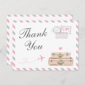 ワールドトラベル赤ちゃん女の子シャワー散水感謝 ポストカード (正面/裏面)