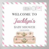 ワールドトラベル飛行機ベビーガールシャワーへようこそ ポスター (正面)