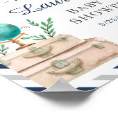 ワールドトラベル飛行機ボーイベビーシャワー海軍へようこそ ポスター (角)