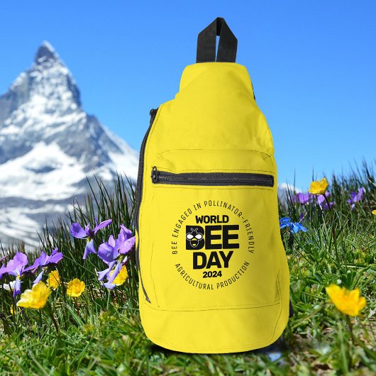 ワールドビーデイイエローブラック受粉者 スリングバッグ