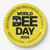 ワールドビーデイイエローブラック受粉者 ペーパープレート (正面)
