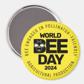 ワールドビーデイイエローブラック受粉者 マグネット (正面/裏面)