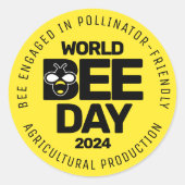 ワールドビーデイイエローブラック受粉者 ラウンドシール (正面)