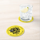 ワールドビーデイイエローブラック受粉者 ラウンドペーパーコースター (インサイチュ)