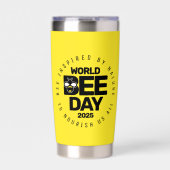 ワールドビーデイイエローブラック受粉者 保温保冷タンブラー (正面)