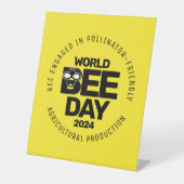 ワールドビーデイイエローブラック受粉者 台座サイン (正面)