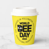 ワールドビーデイイエローブラック受粉者 紙コップ (裏面)