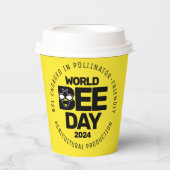 ワールドビーデイイエローブラック受粉者 紙コップ (正面)