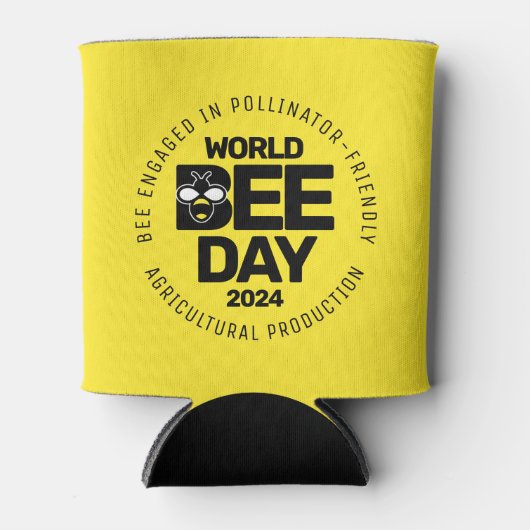 ワールドビーデイイエローブラック受粉者 缶クーラー (正面)