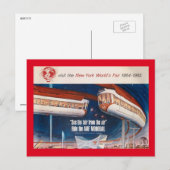 ワールドフェアモノレール、ニューヨーク1964ヴィンテージ ポストカード (正面/裏面)