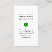 ワールドフェア賛美パビリオンアイリッシュメモリアル祈りの言葉 名刺 (裏面)