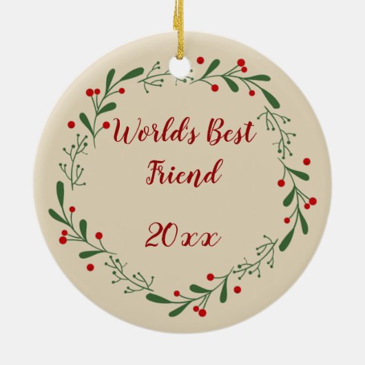 ワールドフ最高のレンカスタムドイアーホリーリース セラミックオーナメント (裏面)