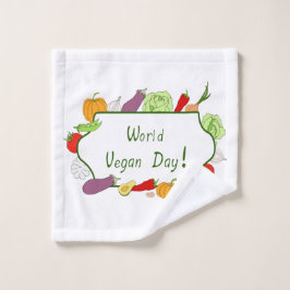 ワールドベジタリアンデイミニマリストかわいい ウォッシュタオル