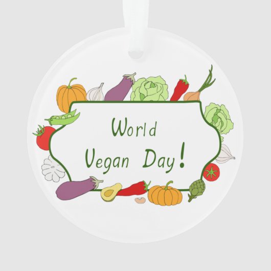 ワールドベジタリアンデイミニマリストかわいい オーナメント (裏面)
