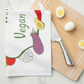 ワールドベジタリアンデイミニマリストかわいい キッチンタオル (四つ折り)