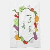 ワールドベジタリアンデイミニマリストかわいい キッチンタオル (縦)
