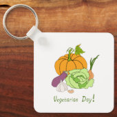 ワールドベジタリアンデイミニマリストかわいい キーホルダー (正面)
