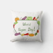 ワールドベジタリアンデイミニマリストかわいい クッション (正面)