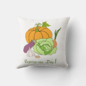 ワールドベジタリアンデイミニマリストかわいい クッション (裏面)