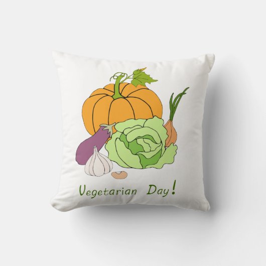 ワールドベジタリアンデイミニマリストかわいい クッション (正面)