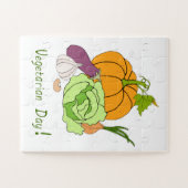 ワールドベジタリアンデイミニマリストかわいい ジグソーパズル (横)