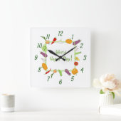 ワールドベジタリアンデイミニマリストかわいい スクエア壁時計 (ホーム)