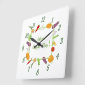 ワールドベジタリアンデイミニマリストかわいい スクエア壁時計 (傾斜)
