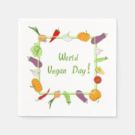 ワールドベジタリアンデイミニマリストかわいい スタンダードカクテルナプキン