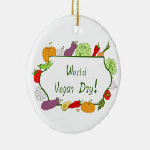 ワールドベジタリアンデイミニマリストかわいい セラミックオーナメント (右)